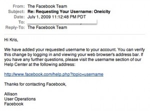 Email from Facebook